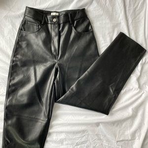 Aritzia Malina Pant Black Faux Leather Wide Leg